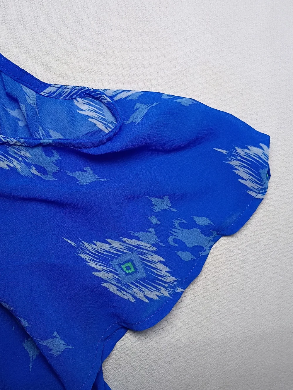 My Michelle Girls A Line Shift Dress Size 16 Blue Geometric Pattern Pom Trim
